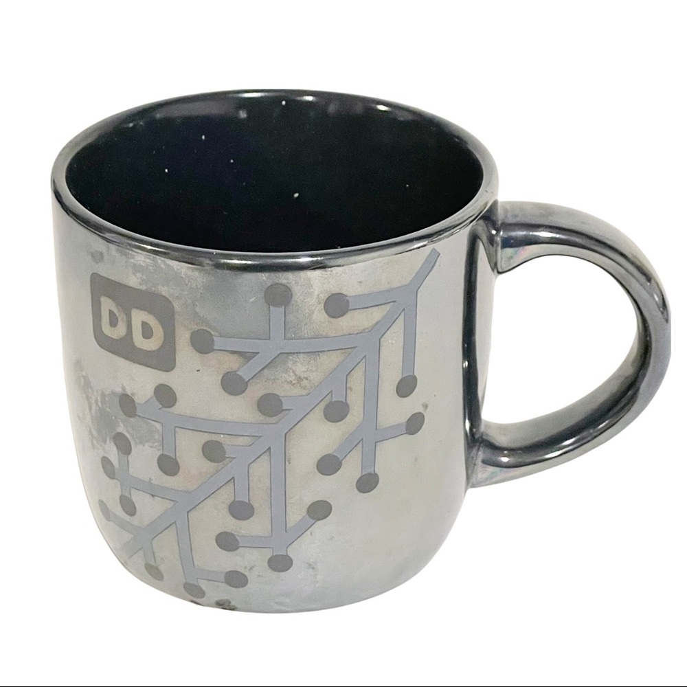 Dunkin Donuts 2014 Metallic Grey Silver Snowflake Coffee Mug Cup‎